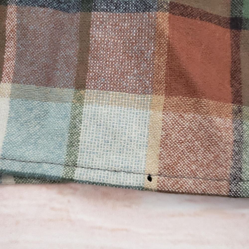 Pendleton Shirt Womens Petite Large Green Brown Plaid Wool Button Up Long Sleeve - Picture 9 of 14